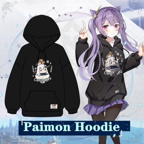Anime Sports Sweatshirt Game Genshin Impact Cosplay Costume Project Paimon Print Hoodie Adult Top Jacket 2021 New Christmas Gift