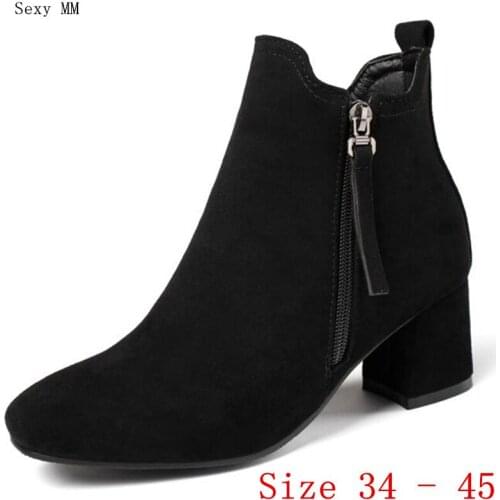 Spring Autumn High Heels Women Ankle Boots Woman Short Boots High Heel Shoes Plus Size 34 - 40 41 42 43 44 45