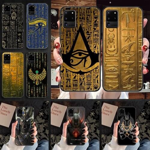 Egyptian Hieroglyphics Symbols Phone case For Samsung Galaxy Note 4 8 9 10 20 S8 S9 S10 S10E S20 Plus UITRA Ultra black pretty