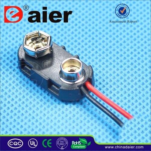 Daier DCK2 9V Black I-Type Plastical Battery Holder With Wire Leads