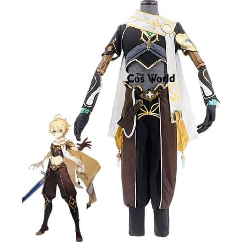 Genshin Impact Traveler Aether Tops Pants Uniform Outfit Games Cosplay Costumes