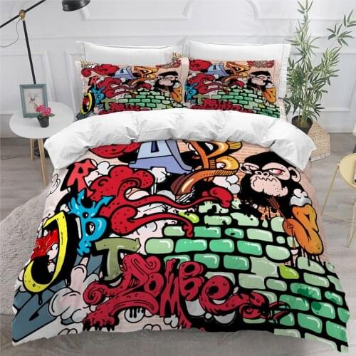 3D Duvet Cover Sets Quilt Covers Comforter Case Set Bedding Set King Queen Full Twin Double Single Size Wall Graffiti Bed Linens