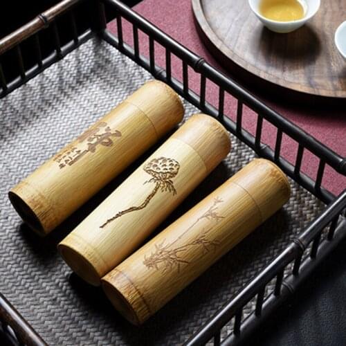 Handmade Tea Box Bamboo Storage Box Tea Canister Lid Seal Kitchen Storage Jars Accessories Spice Box Case Organizer