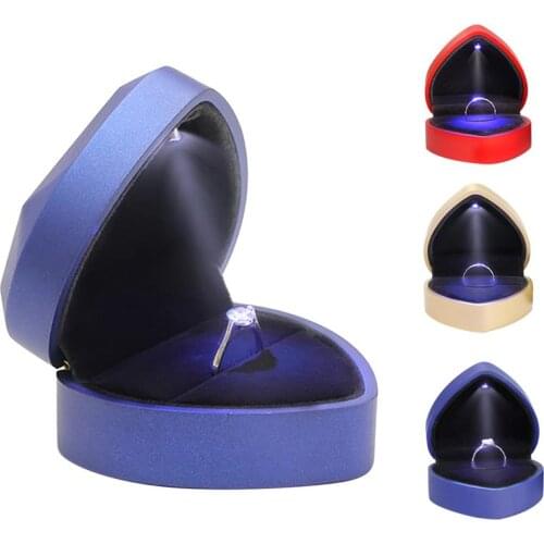 Beautiful Elegant Ring Box Creative LED Light Up Ring Bearer Box Jewelry Holder Box For Valentine Jewelry Display Supplies