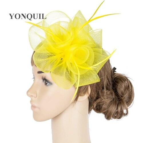 Crinoline Material Make For Women Wedding Fascinators Hat Party Heapiece Church Occasion Headwear Feather Hair Accessory MYQ041