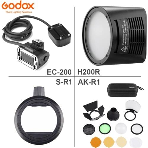 Godox AD200 flash accessory WITSTRO H200R Round Flash Head and EC-200 Extension Head AK-R1 Color temperature reflector