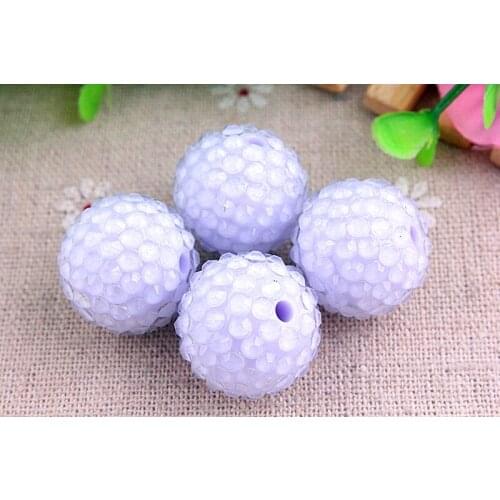 Kwoi vita Pale Purple Clear Resin Rhinestone Ball beads Wholesales AAA Quality 20mm Chunky 100pcs/lotfor Kids Jewelry
