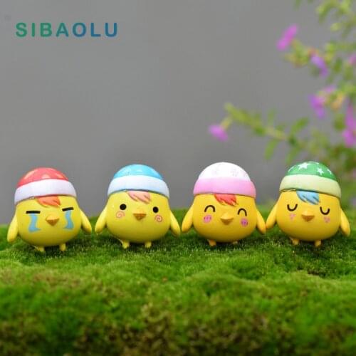 Hat Chick miniature figures Friend Chicken decorative mini fairy garden animals Moss micro landscape ornaments resin baby toy