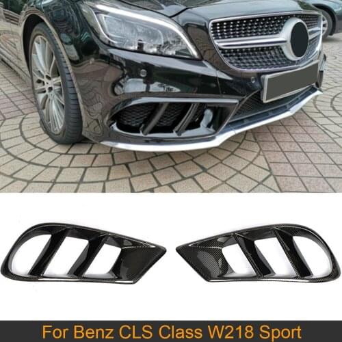 Car Front Fog Lamp Cover Trim For Mercedes Benz CLS Class W218 Sport 2014-2017 Front Bumper Fog Lamp Cover Carbon Fiber / FRP