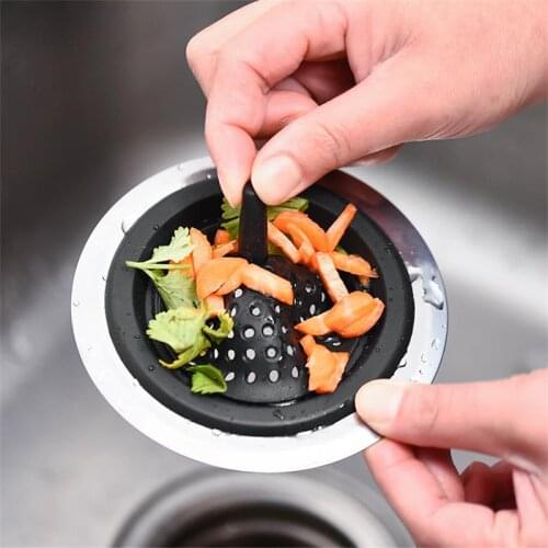 Stainless Steel Silicone Sink Strainer Drain Hole Anti-Clogging Waste Plug Filter Bathroom Sewer Metal Floor Drain Kitchen Tools