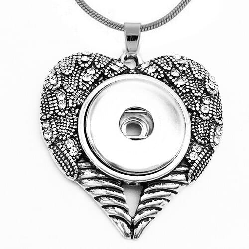 Newest love heart snap button jewelry pendant Necklace OEM, ODM XH068 (fit 18mm 20MM snaps)