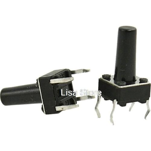 Newest 6 x 6 x 12mm Plastic Black Switch Panel Momentary Tactile Tact Push Button Switch DIY Gift