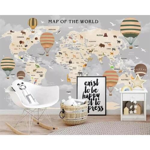 Beibehang Custom wallpaper photo cartoon world map background wall paper childrens room murals home decoration 3d wallpaper