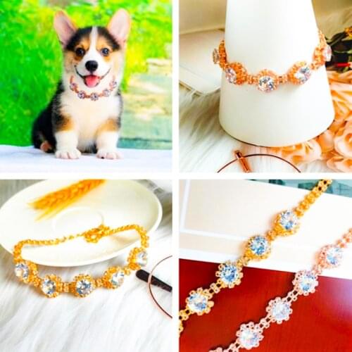 New Zircon Full Diamond Pet Collar Adjustable Cat And Puppy Collar High-End Beautiful Necklace Pendant Pet Supplies