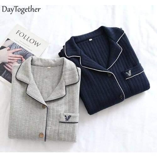 Pure color pajamas male qiu dong cotton cotton quilted three layer thickening air outside big codes can loose wear leisurewear