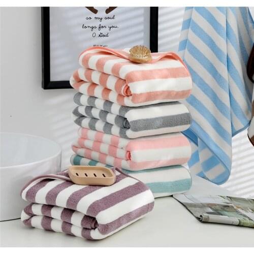 Stripe Thick Coral Fleece Bath Towel Soft Water Absorption Hotel Bath Towels Bathroom Family Home Beauty Salon