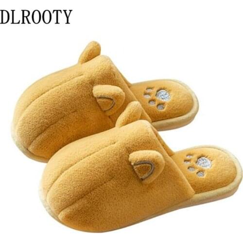 Women Men Winter Warm Slippers Indoor Cat Paw Kartoon Fashion Couple Platform Silent Non-Slip Shoes Slides Flat Casual Flip Flop