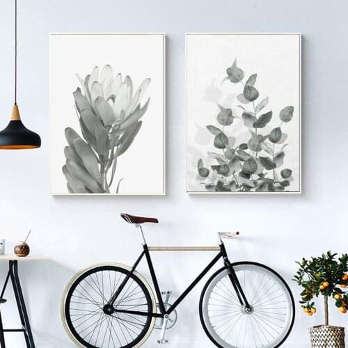 Nordic Posters And Prints Living Room Decoration Painting Wall Eucalyptus Rubber Green Leaf Plant Wall Art Canvas Painting