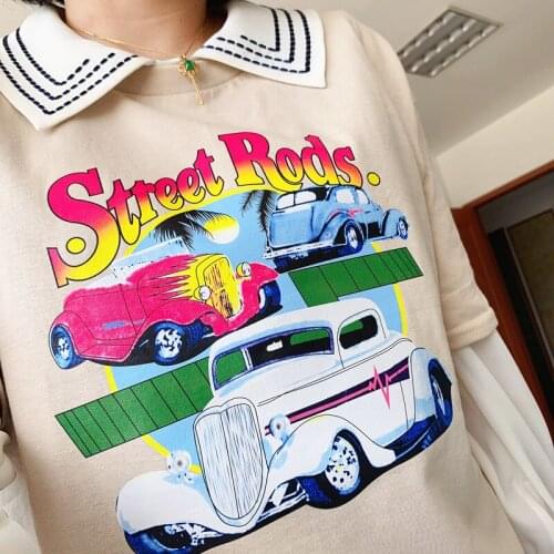 Sunfiz YF Summer Womens Fashion St Large Size Casual Harajuku Cartoon Letters ulzzang Take Trip Short Sleeve Funny Half T-Shirt