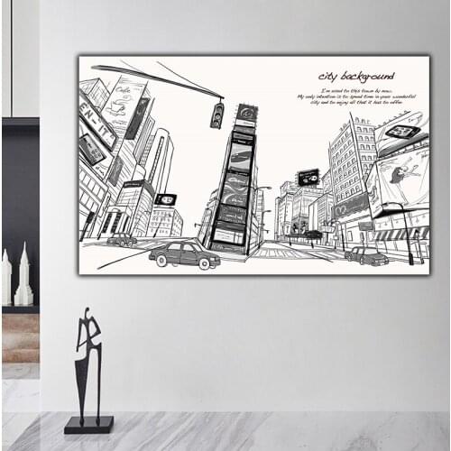 Retro City Street Canvas Painting Poster and Prints Fashion Modern Wall Art Pictures for Living Room Bedroom Dinning Room Décor