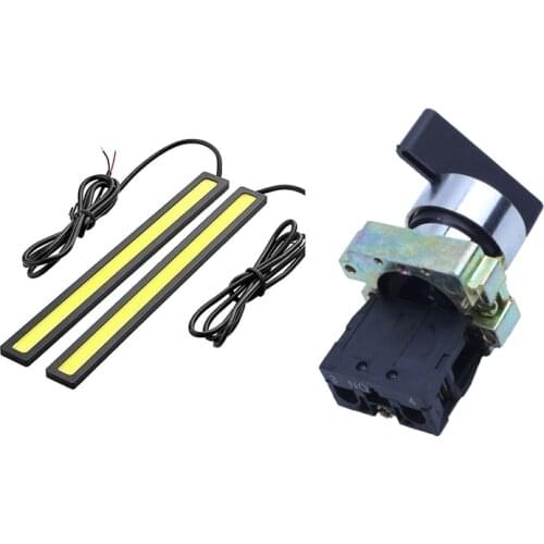 2 x Waterproof Super Bright Car DRL Fog Driving Lamps COB LED Light White with AC 240V 3A NO SPST Black Cap 2 Position Selector