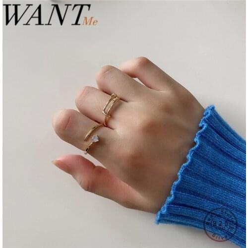 WANTME Fashion Minimalism Real 925 Sterling Silver Pave Zircon Meteor Ring Push And Pull Finger Ring for Women Fine Jewelry 2020