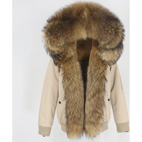 Brand 2020 New Bomber Waterproof Parka Winter Jacket Women Natural Real Raccoon Fur Hood Coat Detachable Thick Warm Outerwear