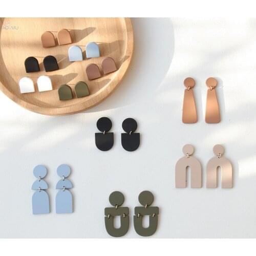 AOMU 1Pair Women Fashion Vintage Geometric Irregular Solid Color Acrylic Long Dangle Drop Earrings for Women Party Jewelry