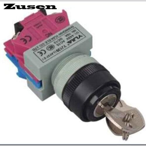 Zusen 22mm LA37-E key lock switch 2 position/3 position push button switch