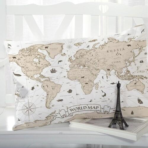 1pc Pillow cover Pillow case Luxury Bedding Pillowcase Pillowcovers decorative 50x70 50x75 Customizable size 3D Print Map world
