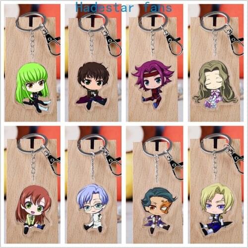 10 pcs/lot Anime Code Geass Acrylic Keychain Toy Lelouch of the Rebellion Figure Bag Pendant Double sided keyring Gifts