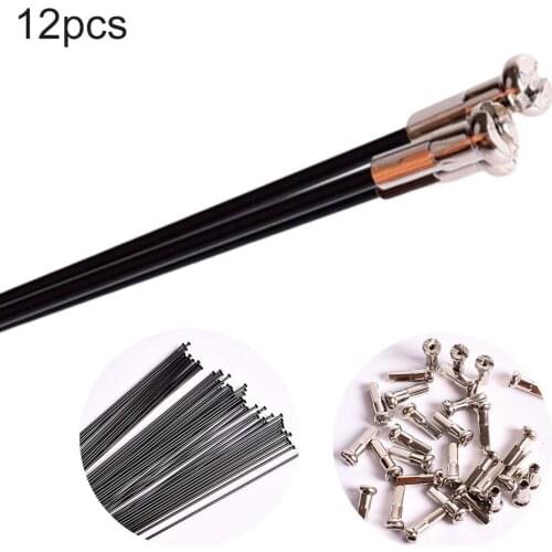 12Pcs 265-278mm Bike Spokes Stainless Steel Bicycle Road Bike Spokes Wheel Nipple Spokes Bicycle Parts