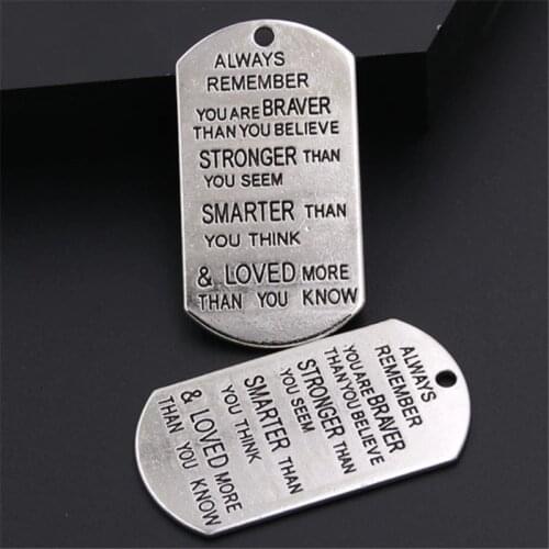 2pcs Silver Color Best Friend Words "Always Remember You Are Braver Than You Believe" Gifts Necklaces Jewelry A302