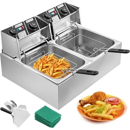 20L Commercial Deep Fat Fryer Electric Double Tank Restaurant Thermostat 5000W