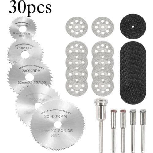 30PCS HSS Cutting Discs Grinding Disc Circular Saw Blade Woodworking Metal Dremel Mini Drill Bit Rotary Tool Accessories