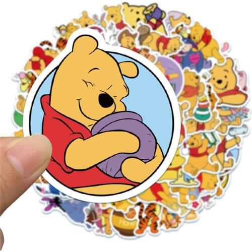 50Pcs Cartoon Stickers Cute Winnie The Pooh Graffiti Stickers Portable Suitcase Waterproof Sticker Toys