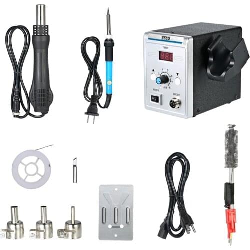 858D 700W Soldering Station LED Digital Solder Iron Desoldering Station BGA Rework Solder Station Hot Air Gun for SMD SMT DIP