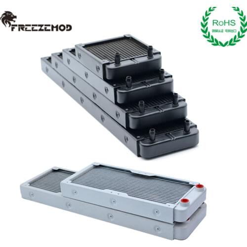 FREEZEMOD Aluminum Radiator 32mm Thickness 90/120/240/360/480mm G1/4 Thread Port Pagoda Connector ROHS Water Cooler HeatSink