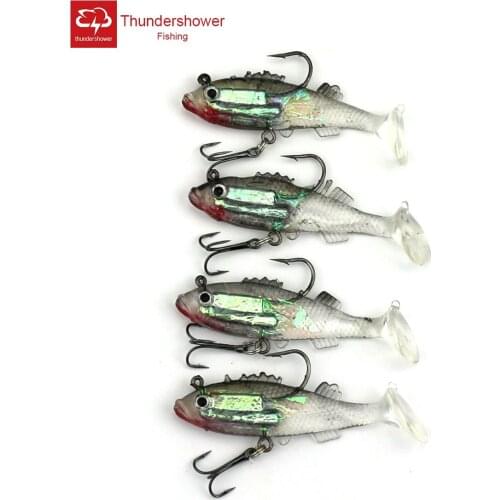 Big Sale 4pcs Artificial Fish Soft Bait With Steel Hooks 3D Eyes Wobblers Tackle Rubber Silicon Fishing Lure 8.5cm 17.5g