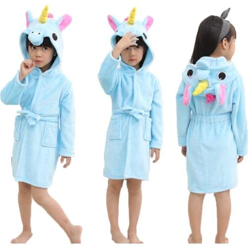 Baby Bath Robe Animal Unicorn Hooded Bathrobes for Boys Kigurumi Children Bathrobe Girl Pyjamas Nightgown Kids Sleepwear