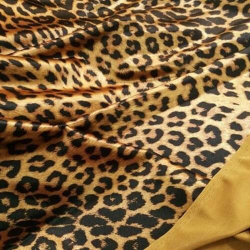 Stretch Swimwear Fabric Satin Shiny Spandex Knitted Fabric Brown Leopard Print Soft Fabric DIY Sewing Stage Tights Sportwear