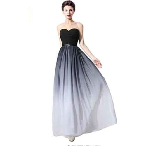 Elegant Gradient Color Evening Dresses Sweetheart Sleeveless Formal Party Gowns Chiffion A-line Evening Gowns for Women