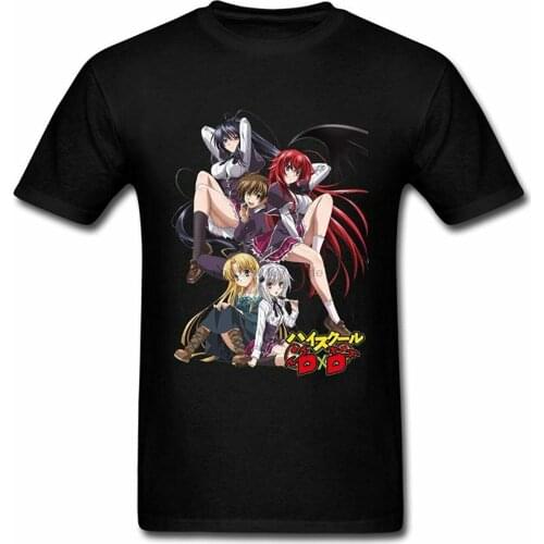 Mens Highschool DxD Anime Poster T Shirt Men Cotton O-neck TShirt Hip Hop Tees Tops Streetwear Harajuku