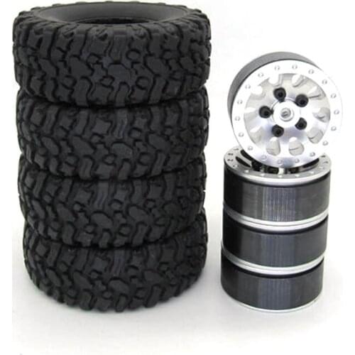 Metal Wheel Rim Hub with Rubber Tire Tyre for WPL C24 C34 C44 MN D90 D91 MS RC Car Upgrade Parts Accessories