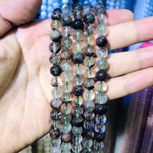 Genuine Natural Green Phantom Quartz 6mm 8mm 10mm Round Garden Quartz Ghost Crystal Gem stone Beads 15.5" full strand