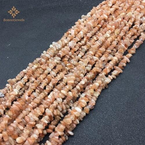 Natural Rough Irregular Sunstone With Hole Gravel Stone Chips Nugget For Home Graden Fish tank Decor or For Diy Jewelry Making