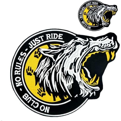 No club wolf Back PATCH Embroidered punk biker Patches Clothes Stickers Apparel Accessories Badge
