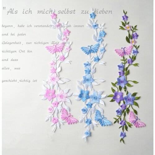 New Butterflies Flower Applique Clothing Embroidery Patch Fabric Sticker Iron on Sew on Patch Craft Repair Embroidered