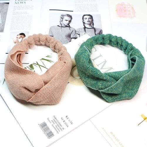 2021 New Soft Knitting Wide Hairband Cross Top Knot Elastic Head Bands Twisted Knotted Headwrap For Women Hair Accessories