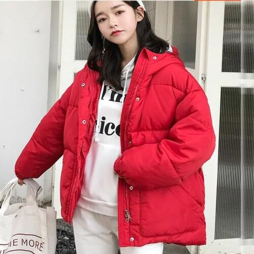 New Winter Women Jackets 2019 Fashion OL Parka Hooded Winter Jacket With Belt Loose Coat Women Button Down Jacket Ladies Q958
